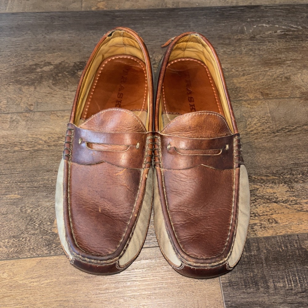 Trask Leather Mocassin Driving Shoe Loafer Brown Camoflauge 8.5